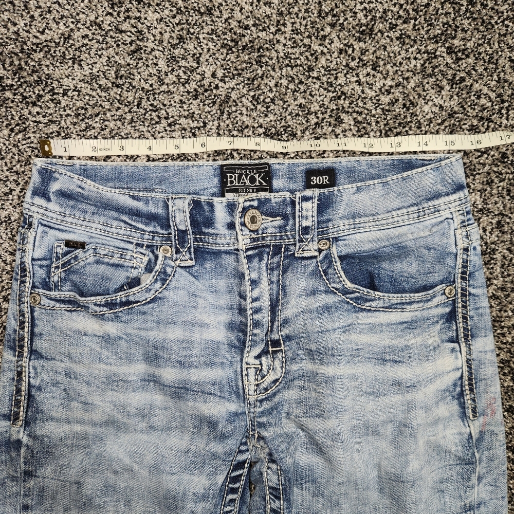 buckle black fit no 9. straight Leg Jeans Mens Sz 30 R, Lightwash Stretch Faded - Picture 7 of 11